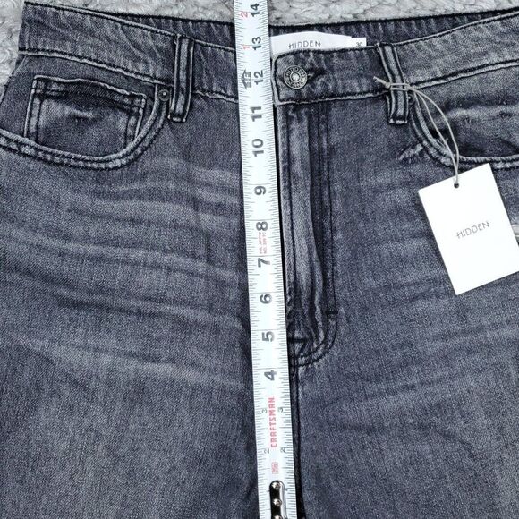 Hidden Zoey Mom Tapered Jeans Ripped High Rise Gray Busted Knee Size 30 - Picture 10 of 10